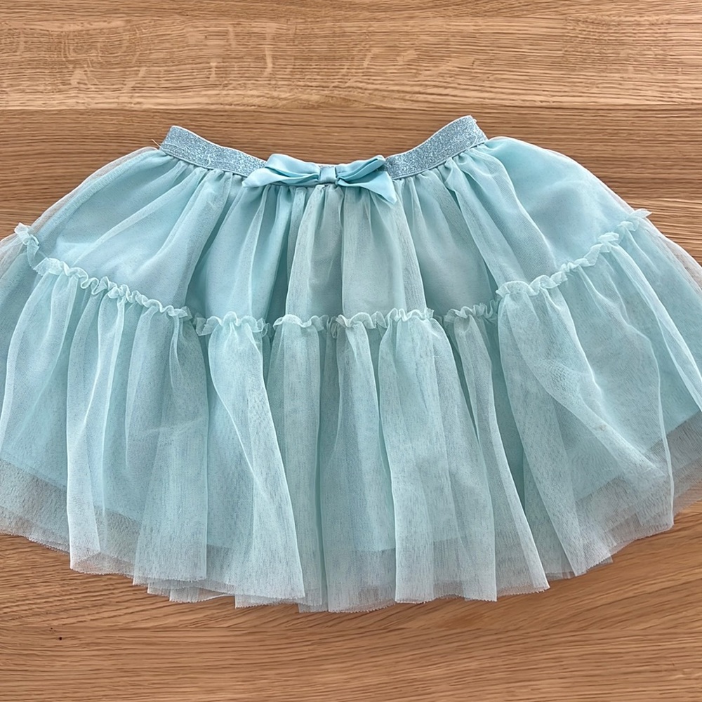 Aqua tulle skirt with bow